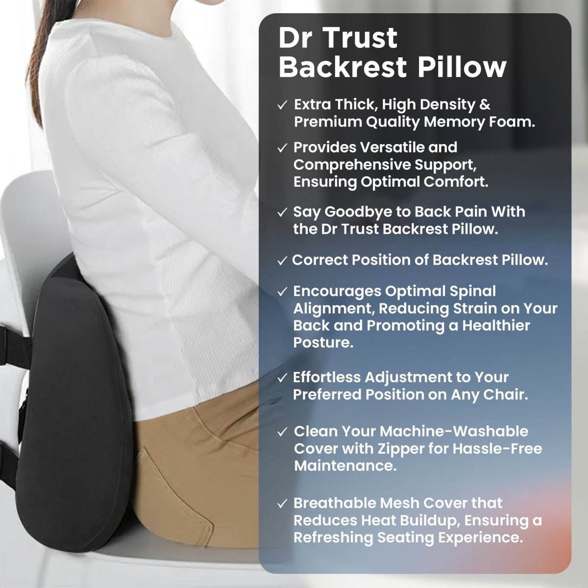 Dr Trust USA Backrest Pillow 305 (Soft)