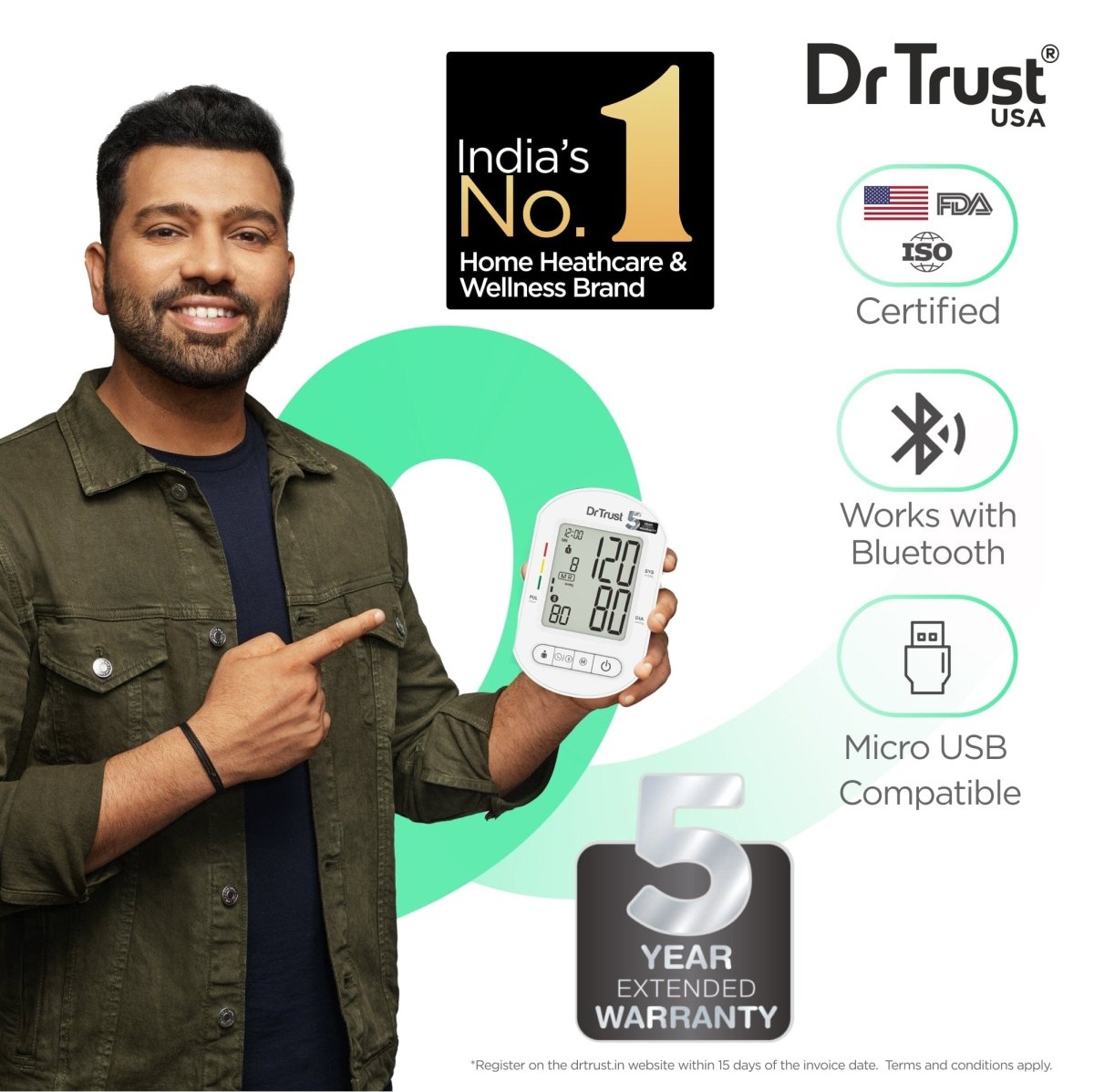 Dr Trust USA Blood Pressure Monitor Core Model with Bluetooth 124