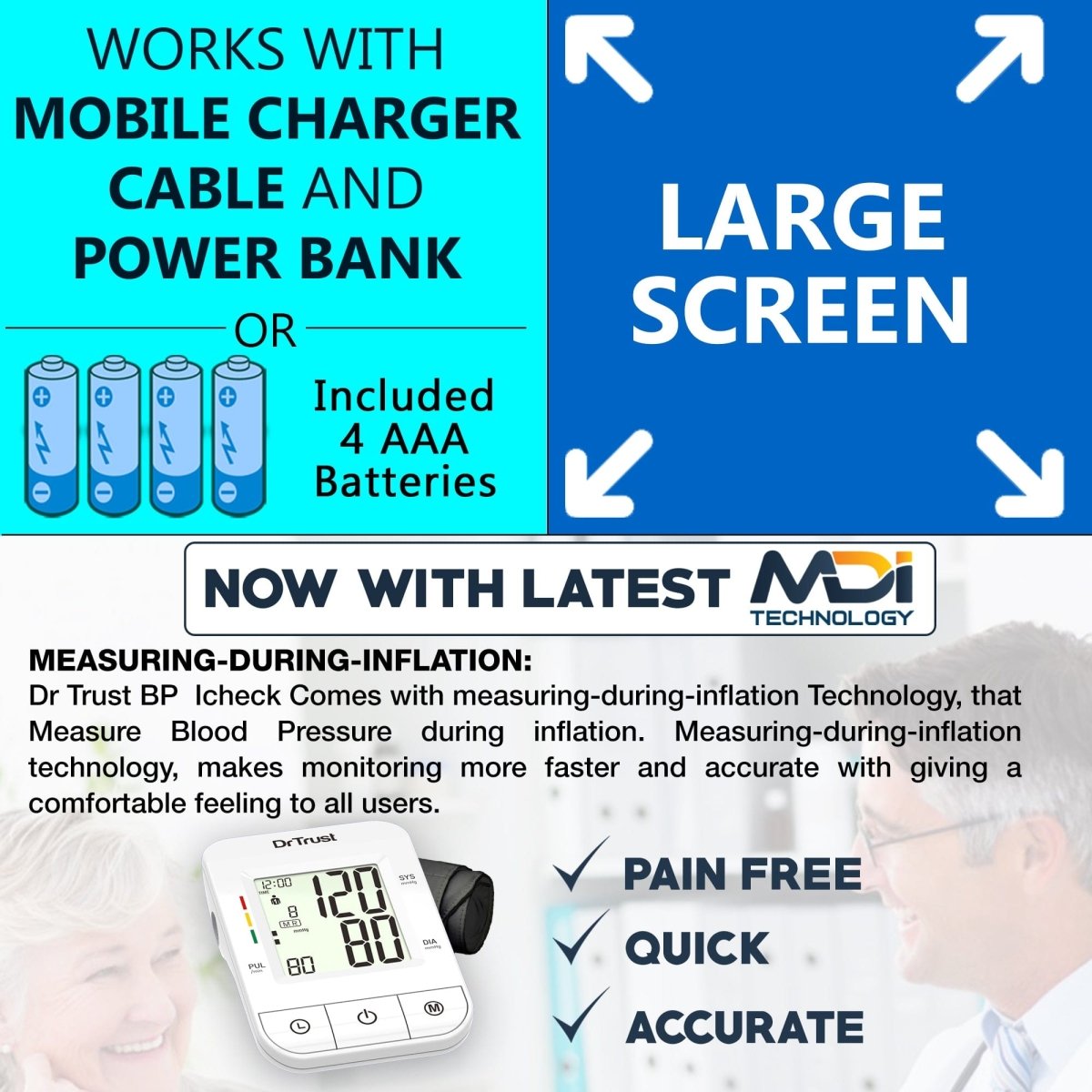 Dr Trust USA Blood Pressure Monitor iCheck MDI BP