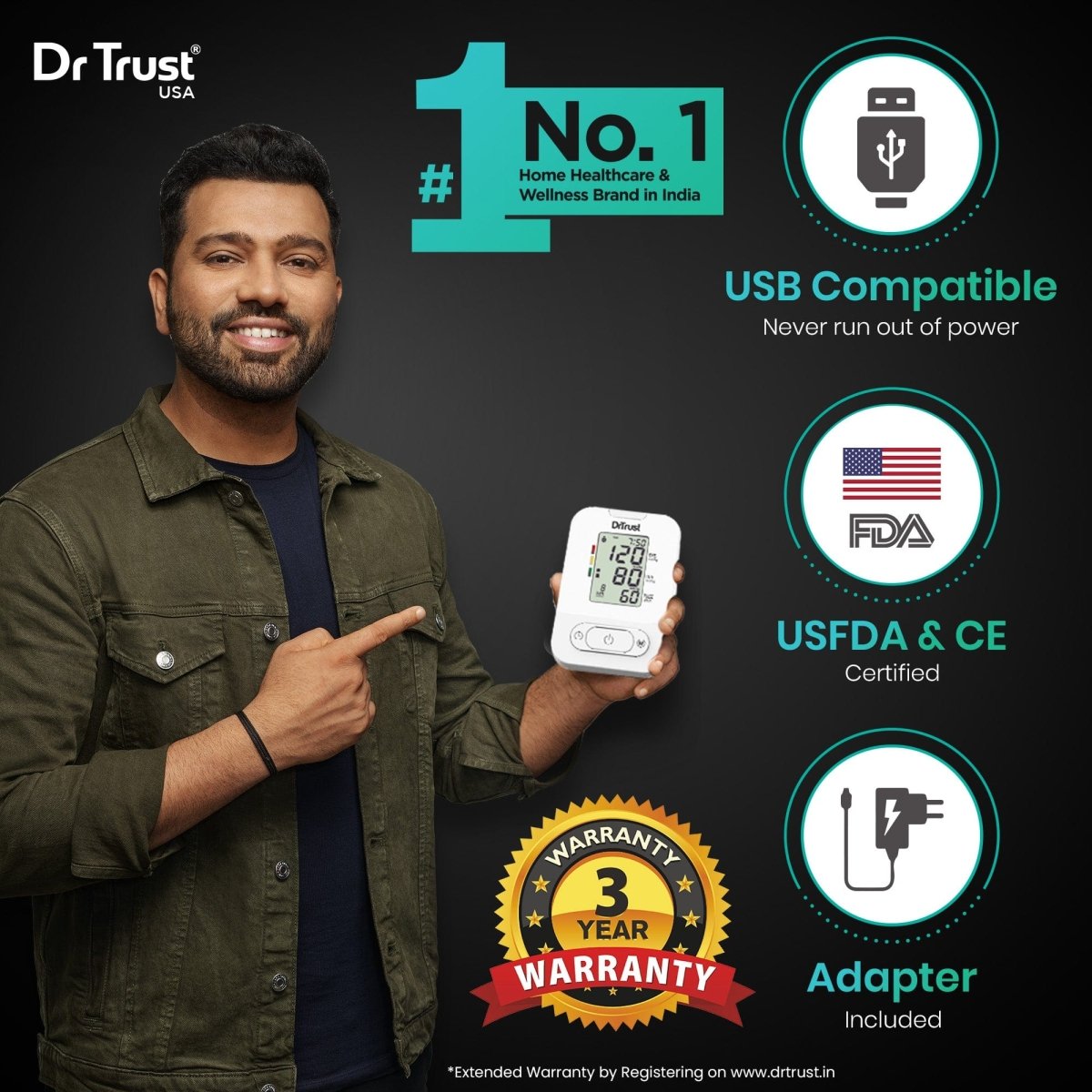 Dr Trust USA BP Check Pro Digital BP Monitor 127 (With Adapter)