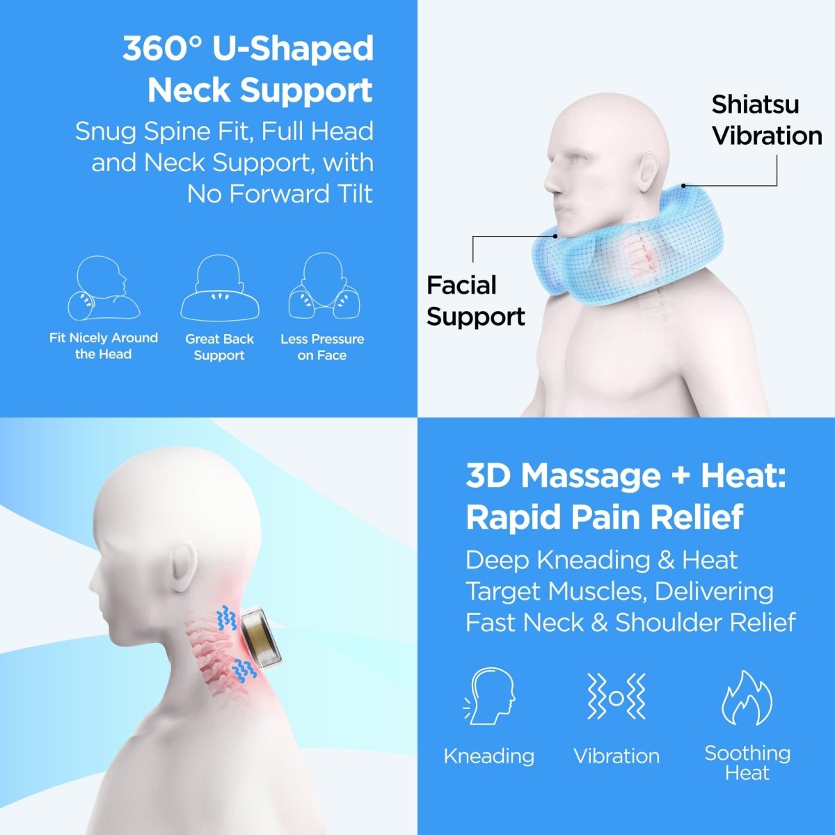 Dr Trust USA Cloudwalker Neck Pillow for Travel 386 (Massager & Heat)