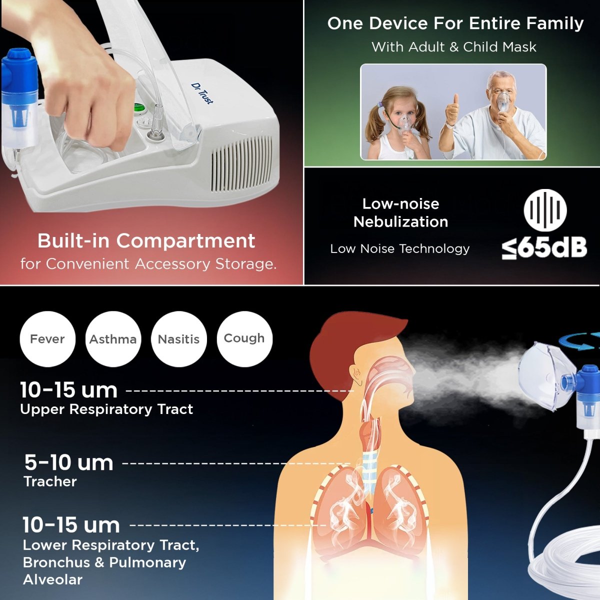 Dr Trust USA Compressor Plus Nebulizer 405