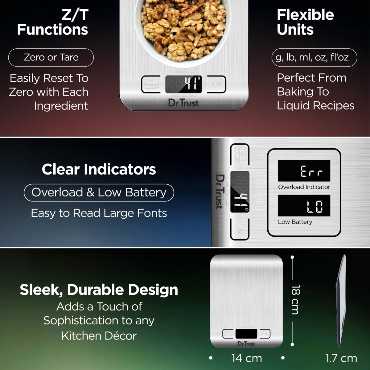 Dr Trust USA Digital Stainless Steel Kitchen Weighing Scale 529