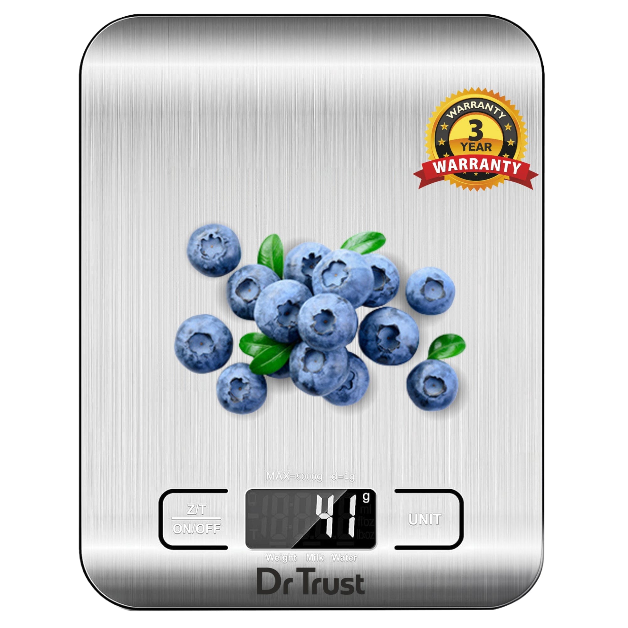 Dr Trust USA kitchen scale Dr Trust USA Digital Stainless Steel Kitchen Weighing Scale & Food Weight Machine 529 for Kitchen Weighing, Home Baking, Cooking, Weight Management, Health & Fitness Batteries Included