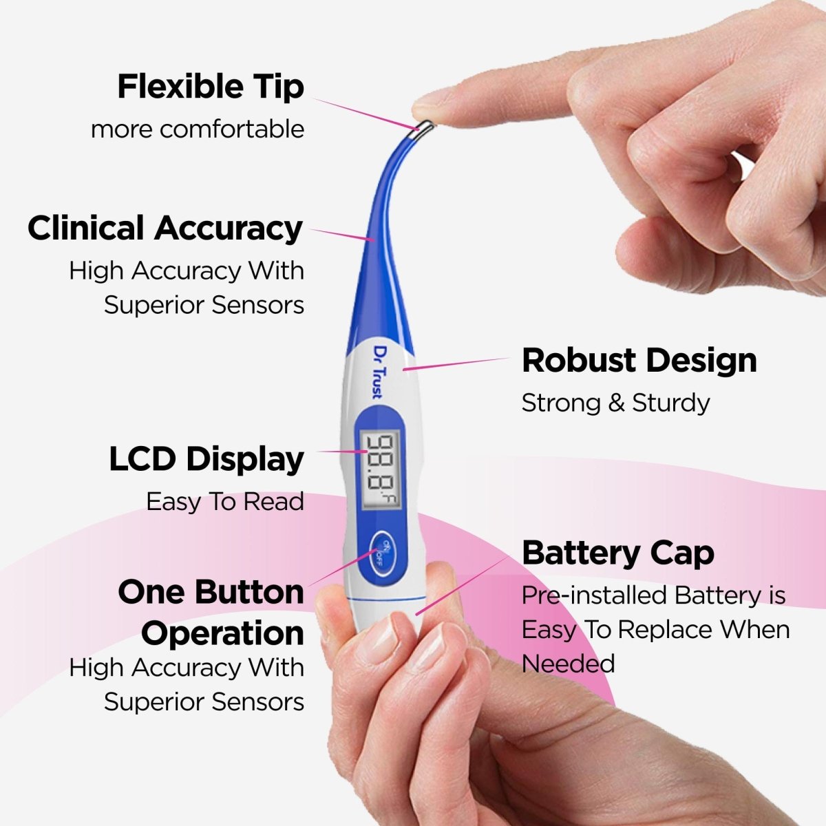 Dr Trust USA Digital Thermometer With Flexible Tip - 613