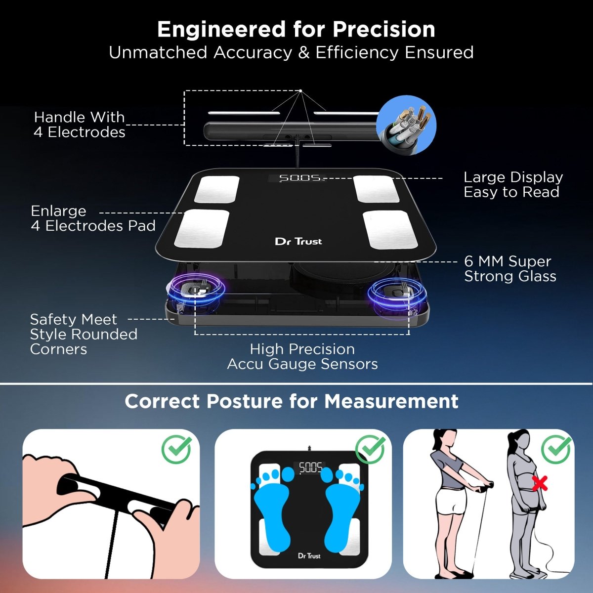Dr Trust USA Eight Electrode Digital Body Weight BMI Machine 532