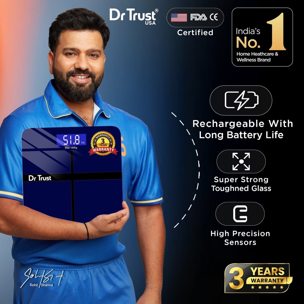 Dr Trust USA Executive Rechargeable Digital Weighing Scale 502