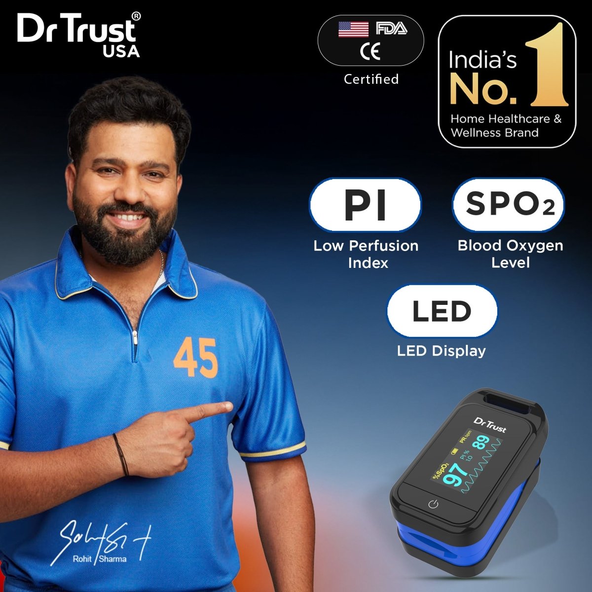 Dr Trust USA Fingertip Blood Oxygen Monitor 218