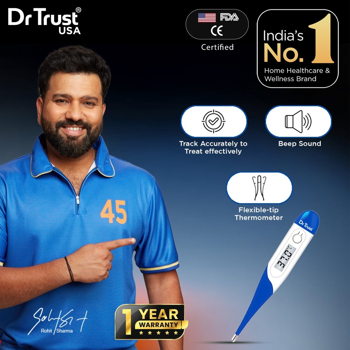 Dr Trust USA Flexible Tip Digital Thermometer 604