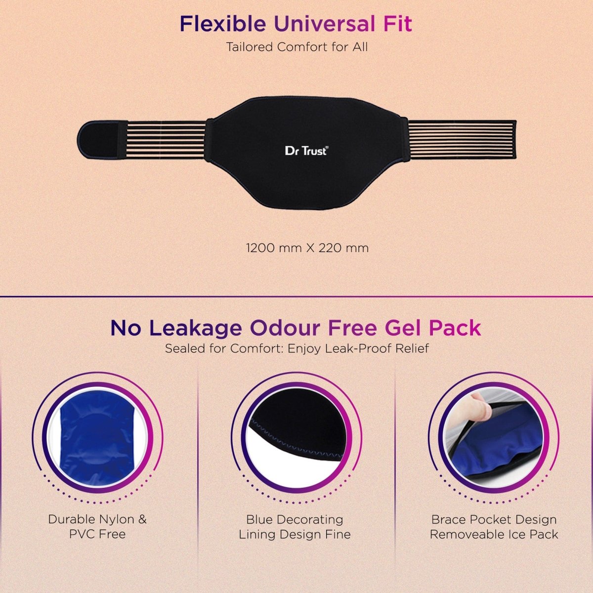 Dr Trust USA Hot Cold Pack for Lower Back (Neoprene Pouch) 326