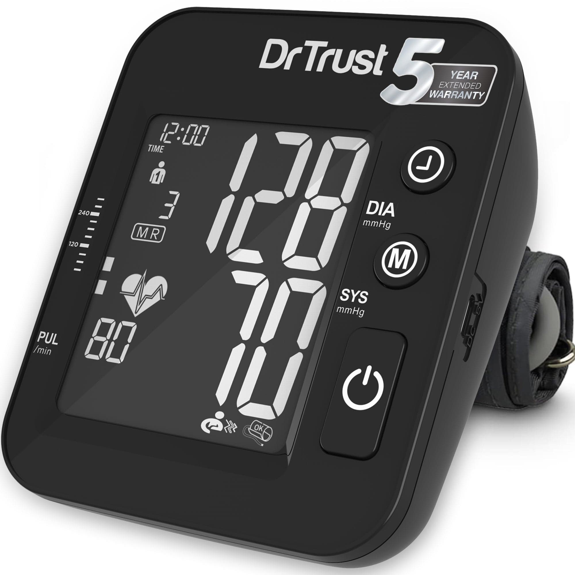 Dr Trust USA Blood Pressure Monitor Dr Trust USA IntelliTrack Dual Fully Automatic Talking Blood Pressure Monitor 132, USB Compatible & Powered By 4 AAA Batteries BP Machine (Black)