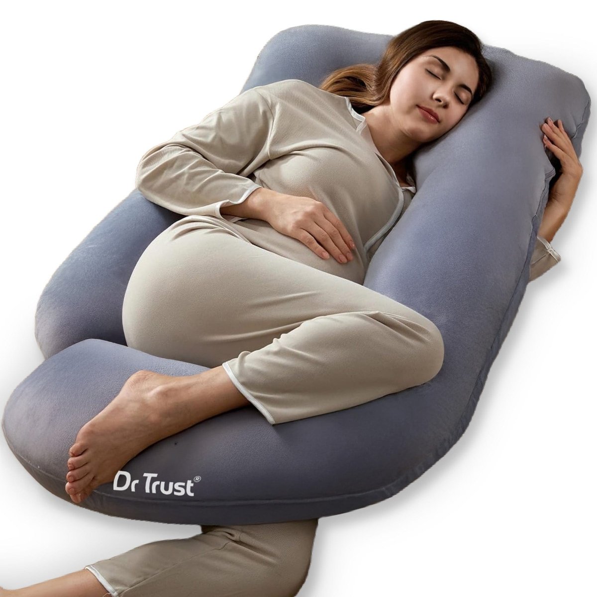 Dr Trust USA J-Shaped Pregnancy Pillow 3213 (Grey)
