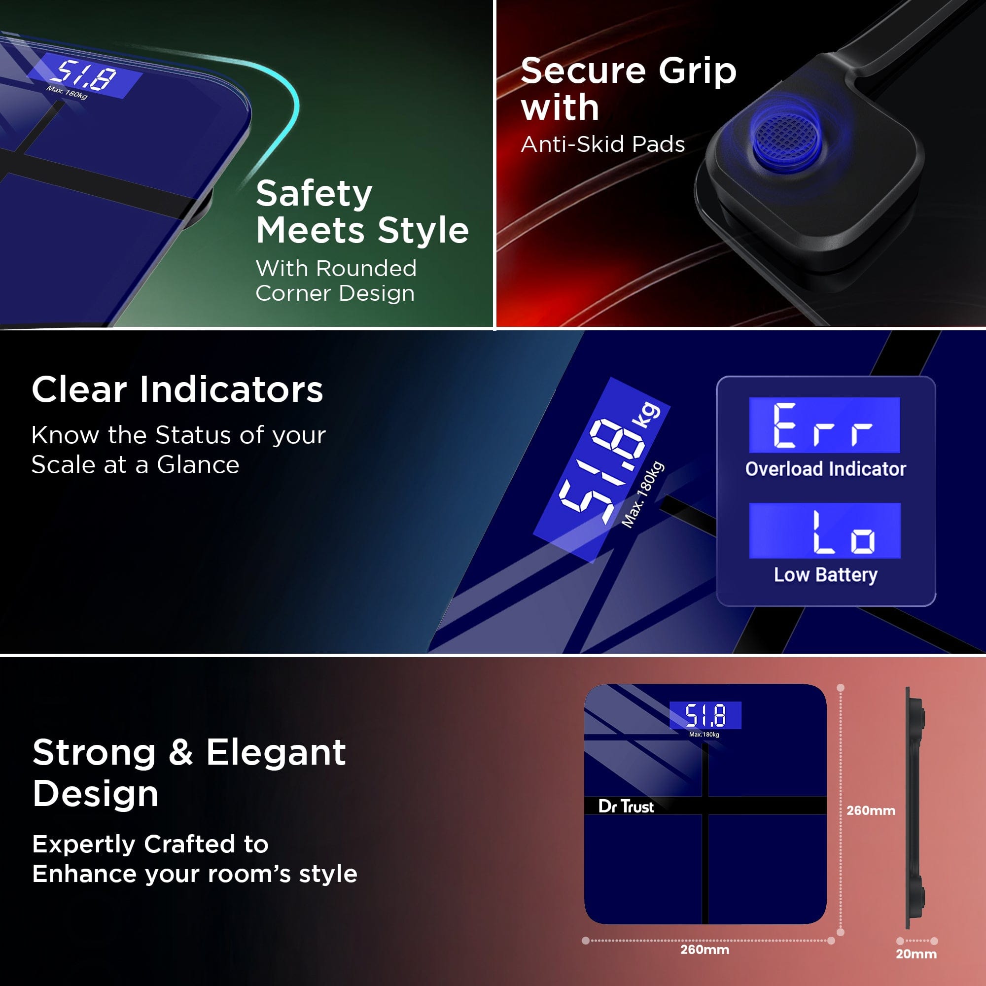 Dr Trust USA Weighing Scale not body fat Dr Trust USA Executive Rechargeable Digital Weighing Scale For Body Weight Monitoring, Personal Electronic Machine for Weight Measurements at Home - 502