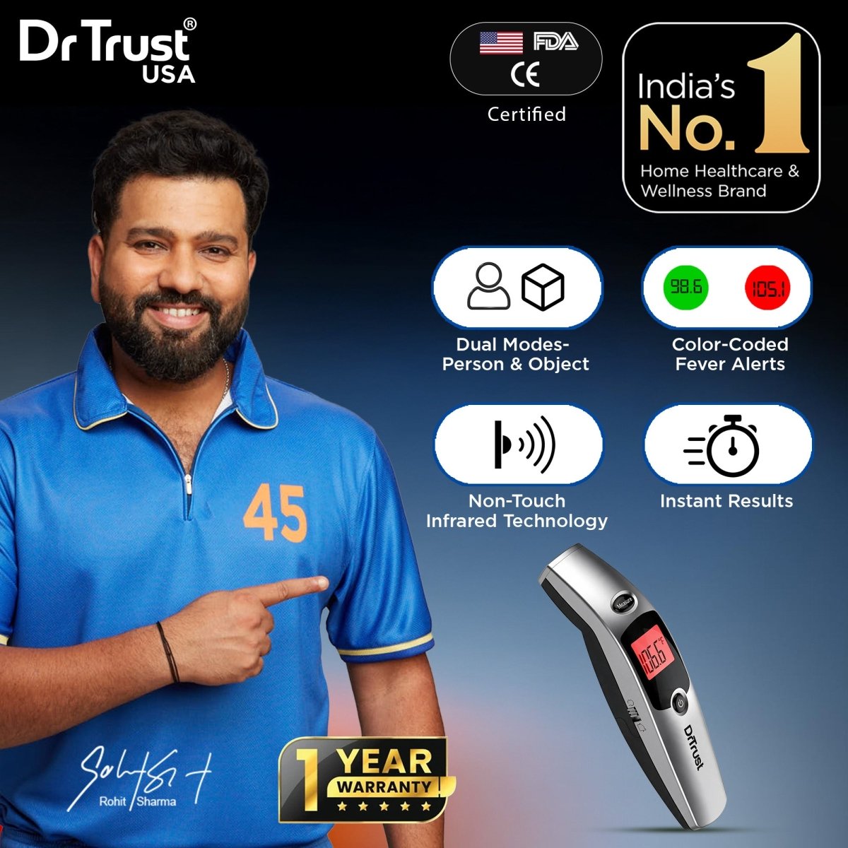Dr Trust USA Non Contact Infrared Forehead Thermometer 603 IR