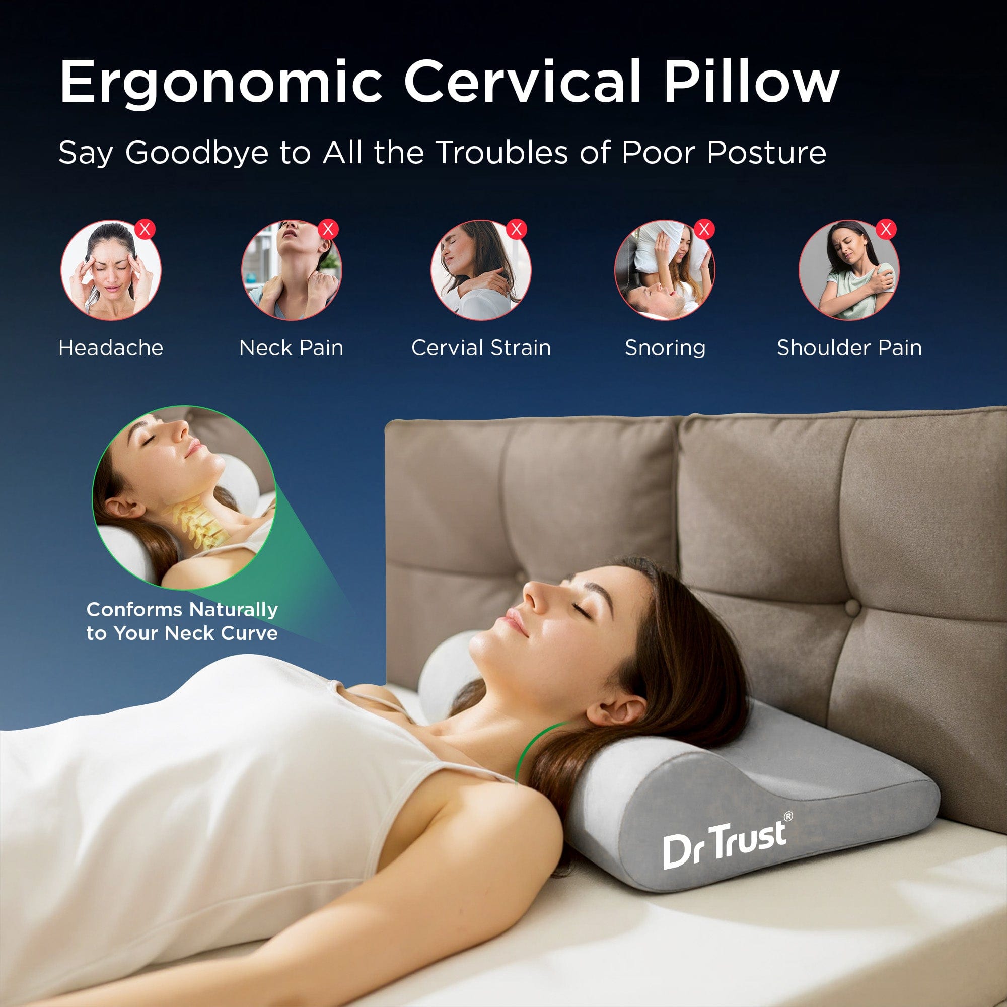 Dr Trust USA Cervical Pillow Dr Trust USA Orthopedic Cervical Pillow Regular 392