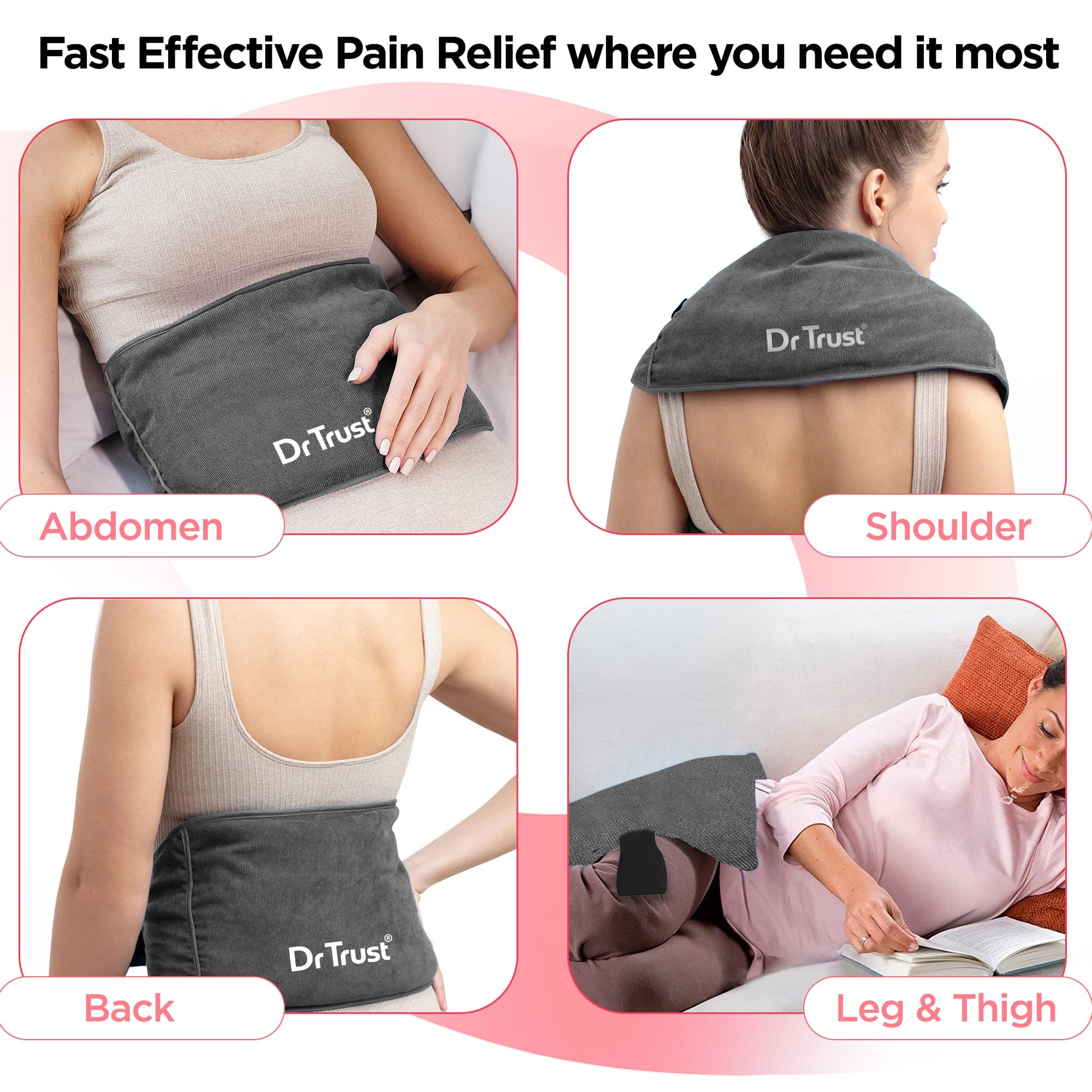Dr Trust USA Hot Cold Dr Trust USA Orthopedic Electric Heating Pad for Muscle Pain Relief I Heat Belt Lower Back Heat Therapy I Abdominal Stomach Pain I Period Cramps I Waist Wrap With Temperature Settings I Lumbar, Shoulder & Knee Pain Management 350