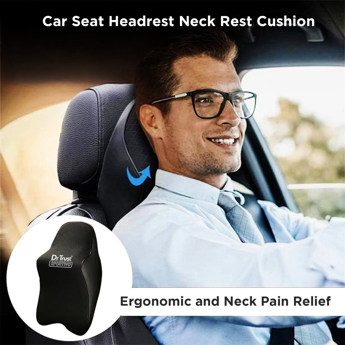 Dr Trust USA Orthopedic Neck Rest Headrest Car Pillow 357 (Large)