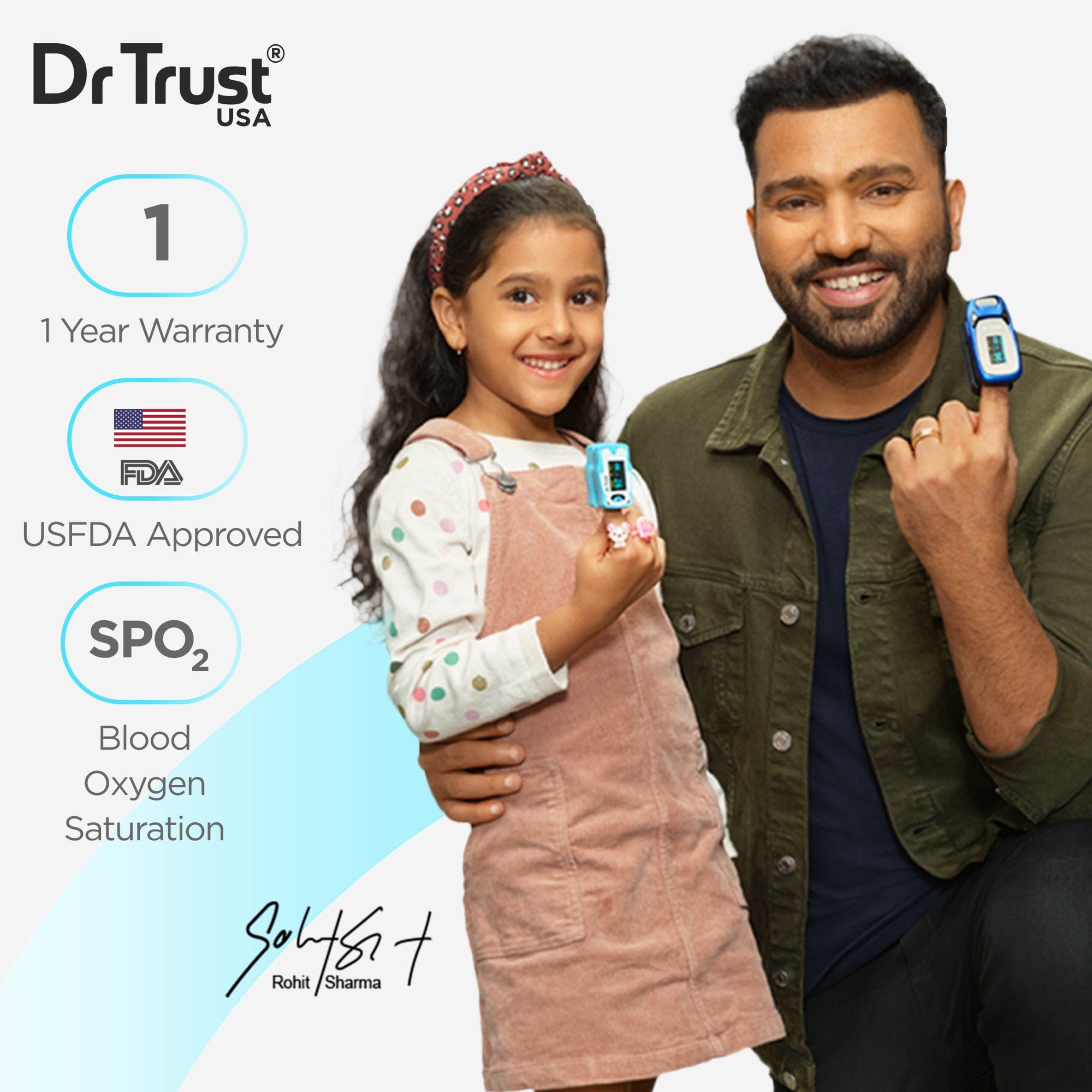 Dr Trust USA kids oxi Dr Trust USA Paediatric Finger Tip Pulse Oximeter for kids Sp02 check (Blue) 212
