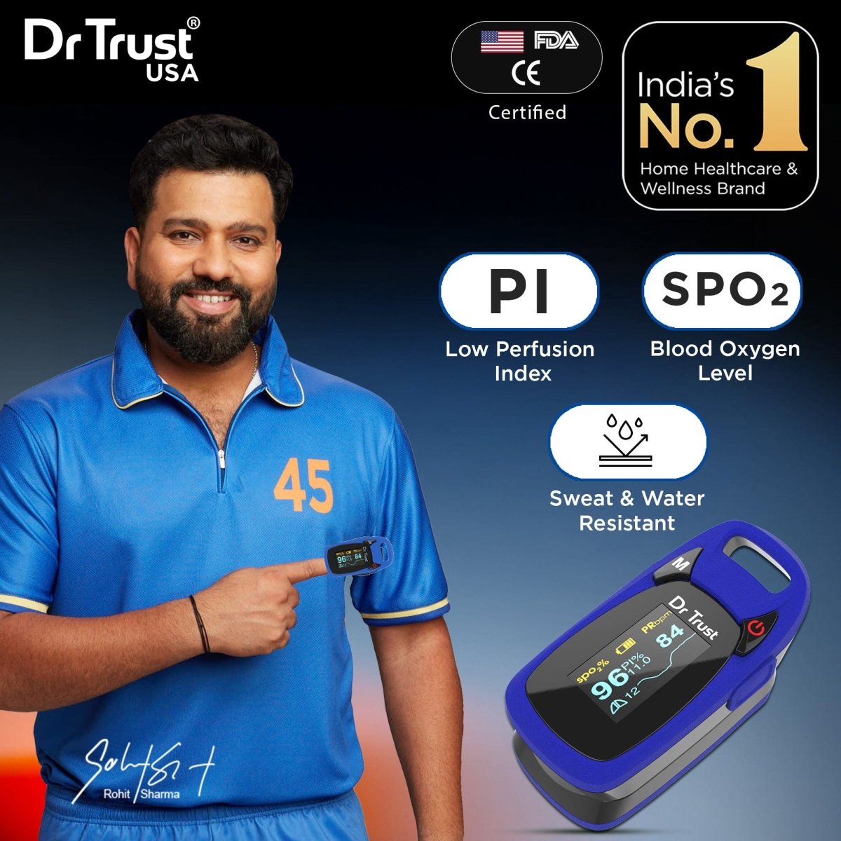 Dr Trust USA Professional Series Finger Tip Pulse Oximeter 202 (Blue)