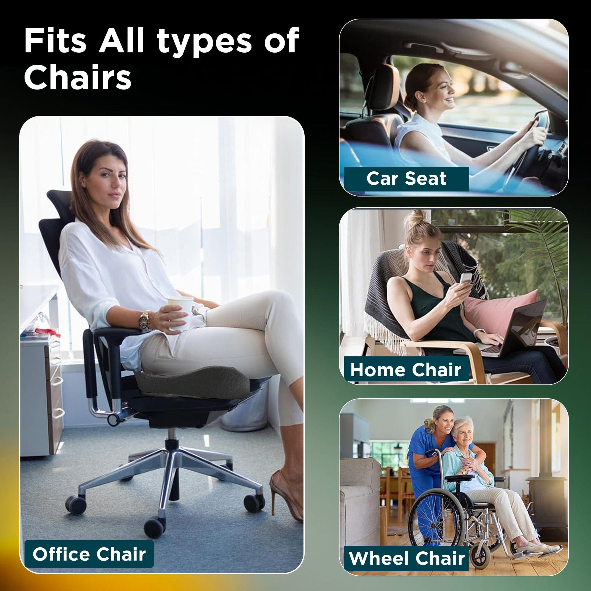 Dr Trust USA Coccyx Dr Trust USA Pro Seat Cushion – 370 For Car, Office, Home Chairs Sitting Comfort, Contoured Coccyx Pillow for Hip, Tailbone, Sciatica, Back Pain Relief and Support (Pack Of 1) Up to 100 Kg