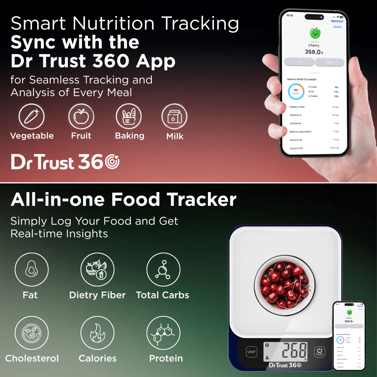 Dr Trust USA Smart Nutrition Food Kitchen Scale with App 530