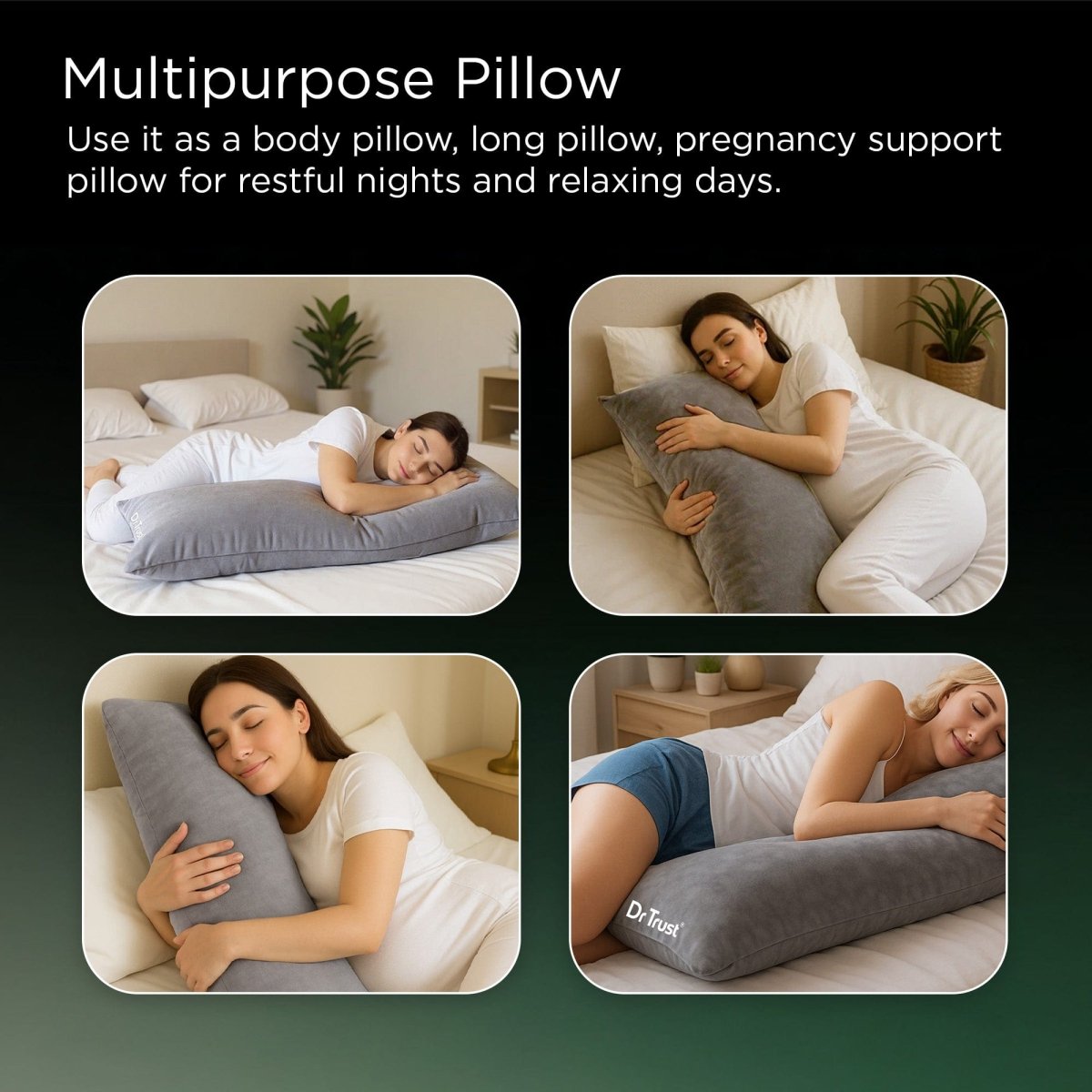 Dr Trust USA Yawnicorn Cuddle Pillow (L Size, Grey) 398