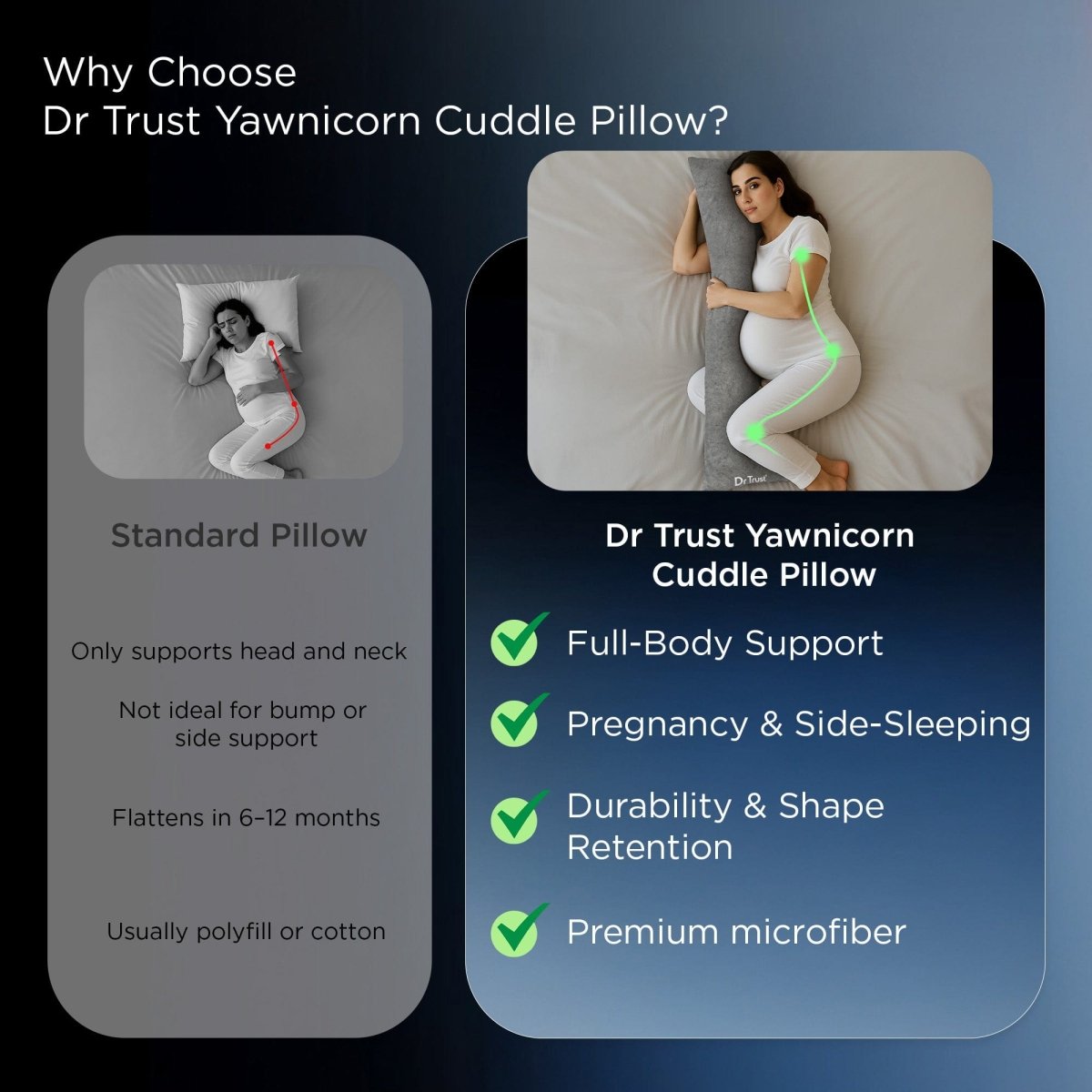 Dr Trust USA Yawnicorn Cuddle Pillow (L Size, Grey) 398