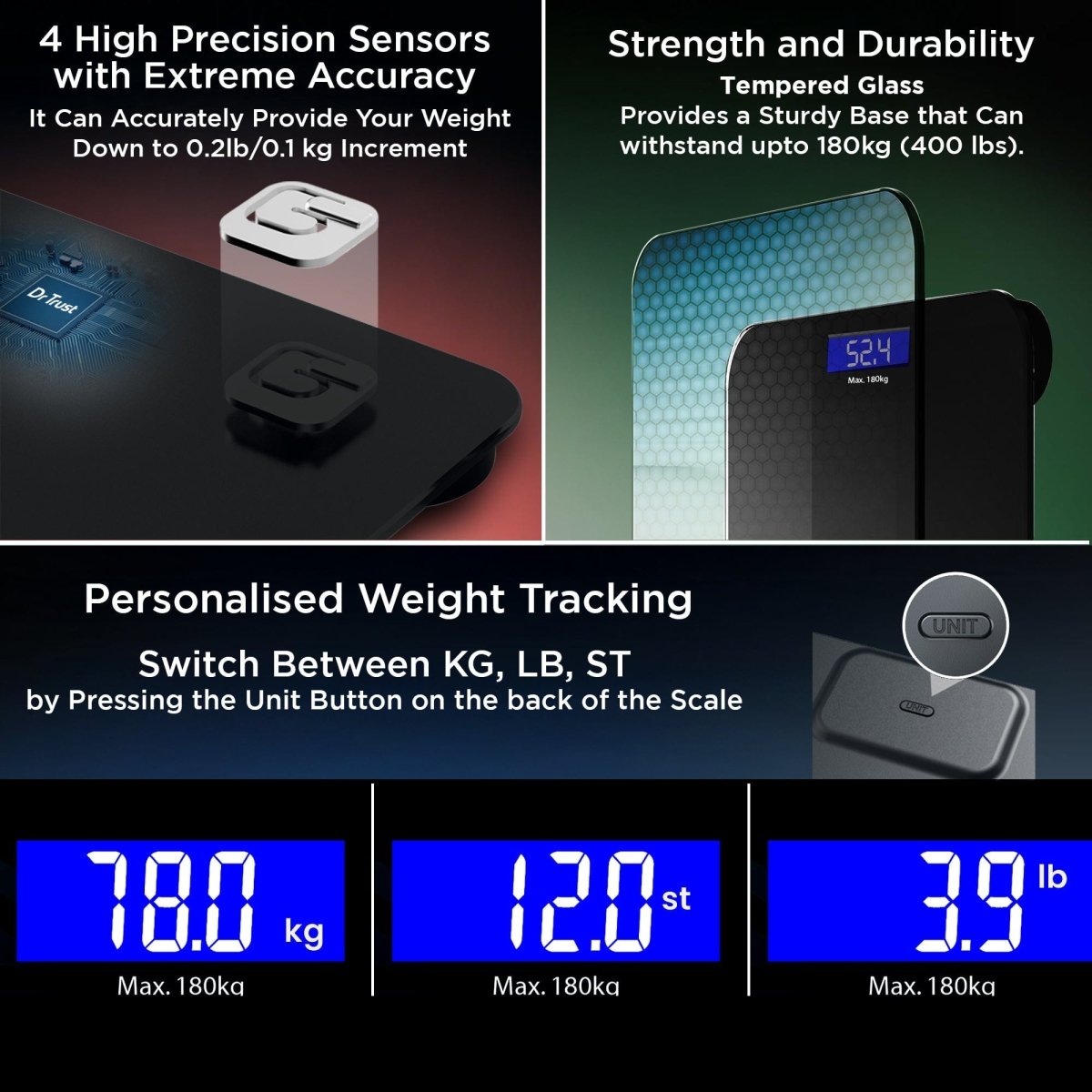 Dr Trust USA Zen Rechargeable Personal Scale 503
