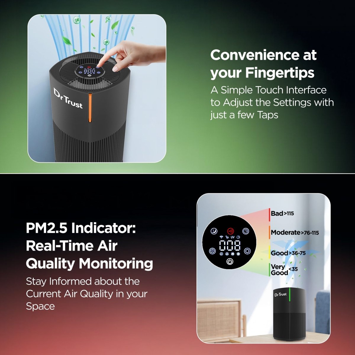Dr Trust USA Zurich Home Air Purifier 908 (Black)