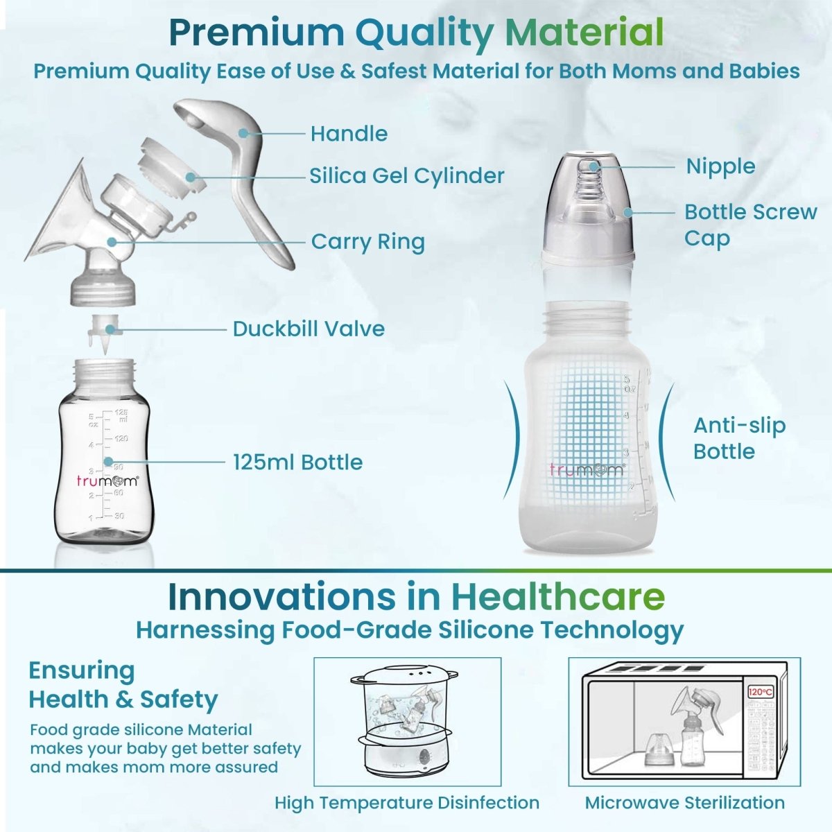 Trumom USA Manual Breast Pump 6004 (Blue)