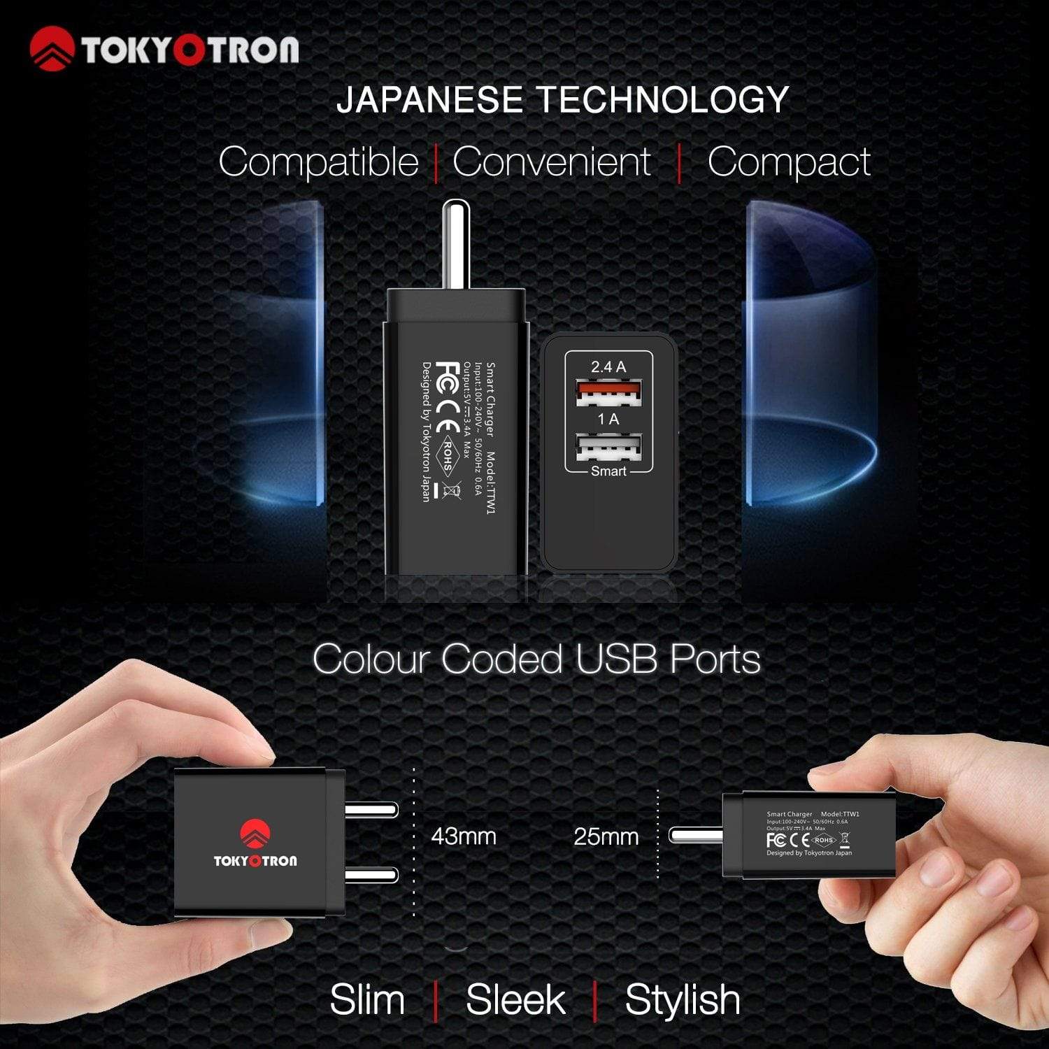 Tokyotron 2 port USB Wall Charger for Mobile | Dr Trust.