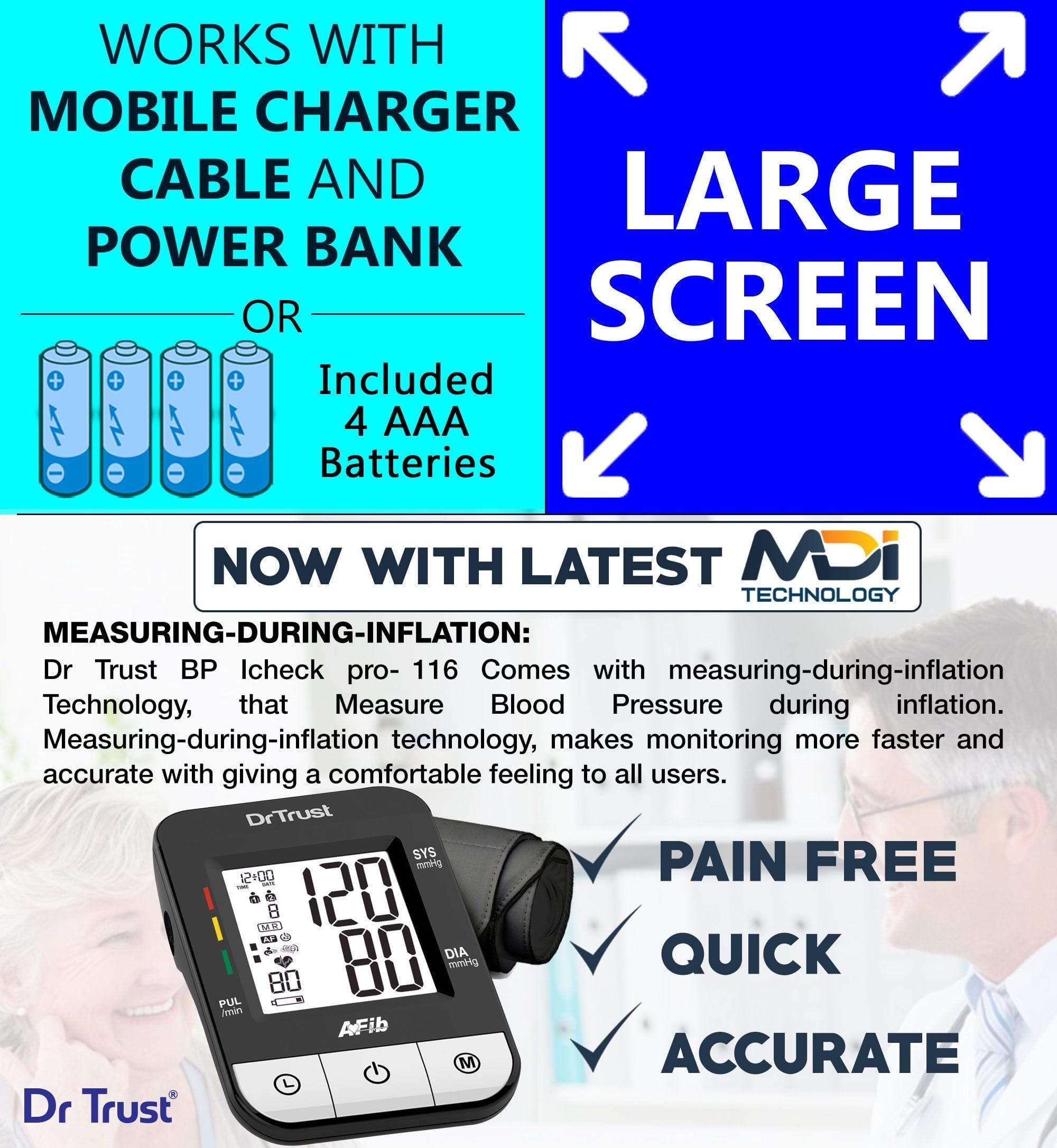 Dr Trust USA Afib iCheck BP Monitor Blood Pressure Machine BP Testing 119 | Dr Trust.
