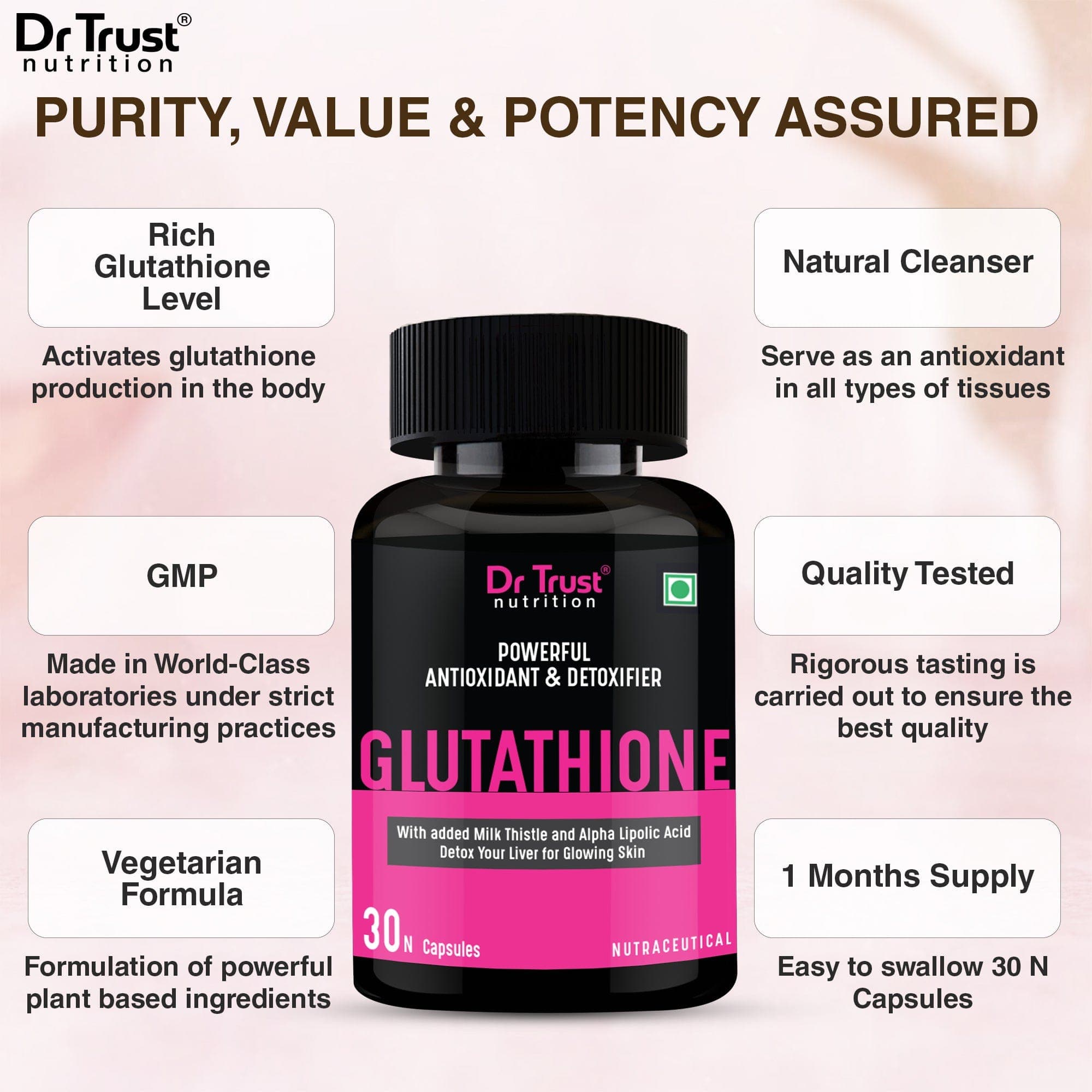 Dr Trust USA Glutathione Vegetarian Capsules 500 mg | Dr Trust.