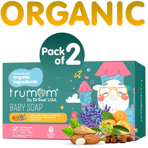 Dr Trust USA Trumom organic Trumom USA Baby Soap Bar with ORGANIC Formula Australian Made Safe Certified, Toxins & Chemical FREE I pH Balanced I Cleanses Gently Pack of 2