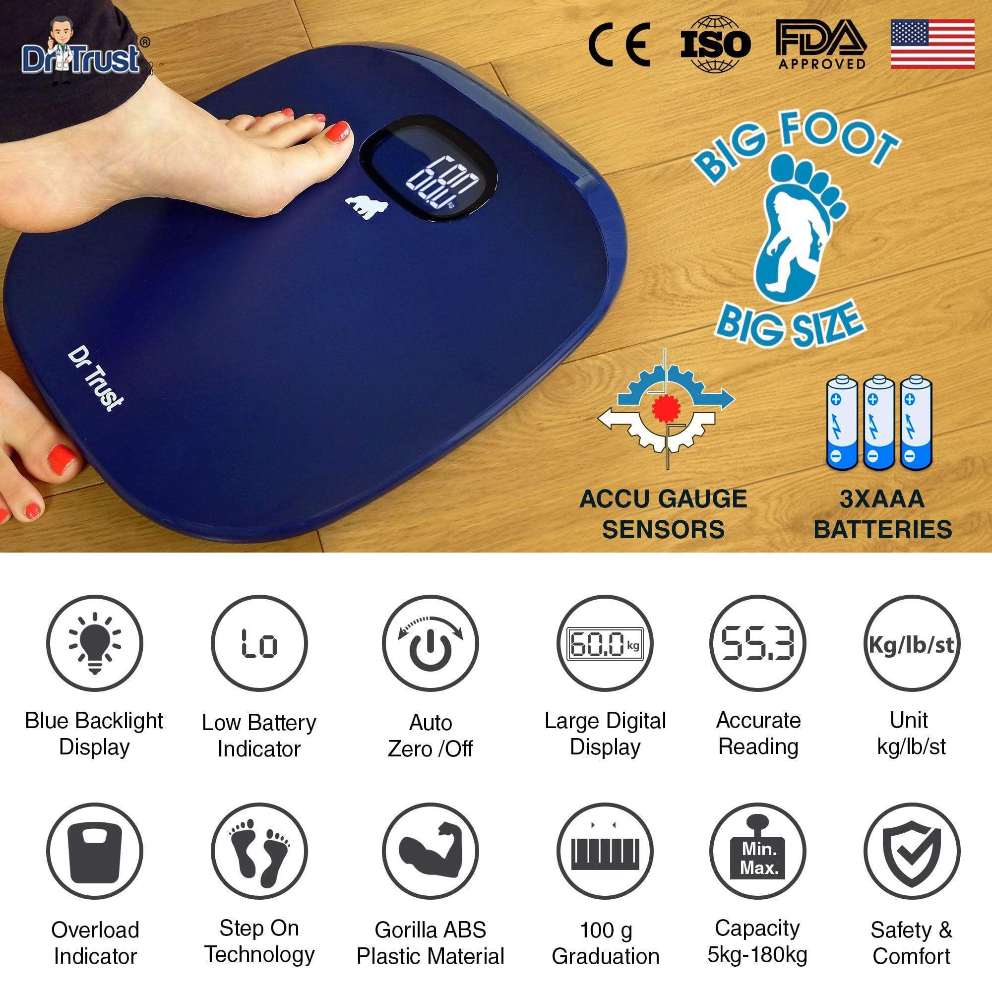 Dr Trust USA ABS Absolute Personal Scale (Blue) Weighing Machine | Dr Trust.