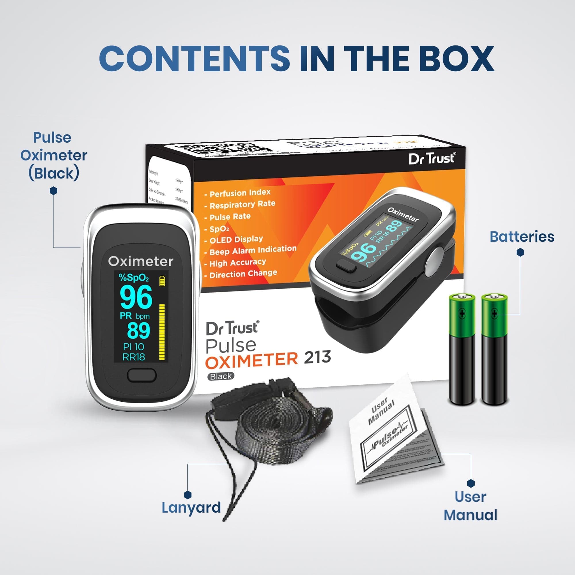 Dr Trust USA pulse oximeter Dr Trust USA Pulse Oximeter 213 (Black)