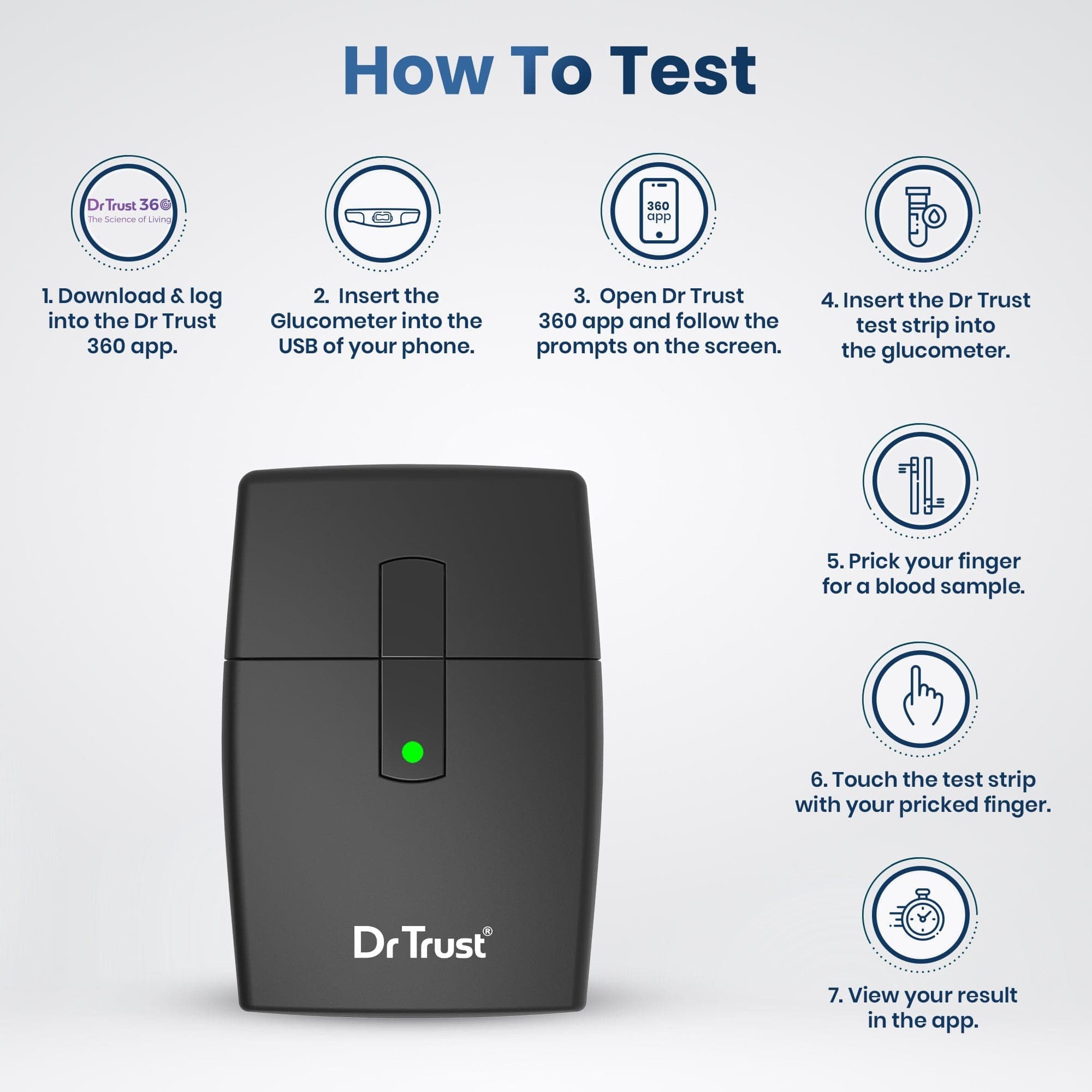Dr Trust Glucometer Dr Trust USA Glucometer Strips 9005 (Compatible with Dr Trust GlucoSMART 9004 & 9006 only)