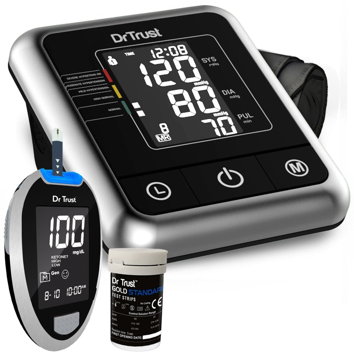 Dr Trust USA A-One Galaxy BP Monitor 106 + Glucometer 9001 (10 Strips)