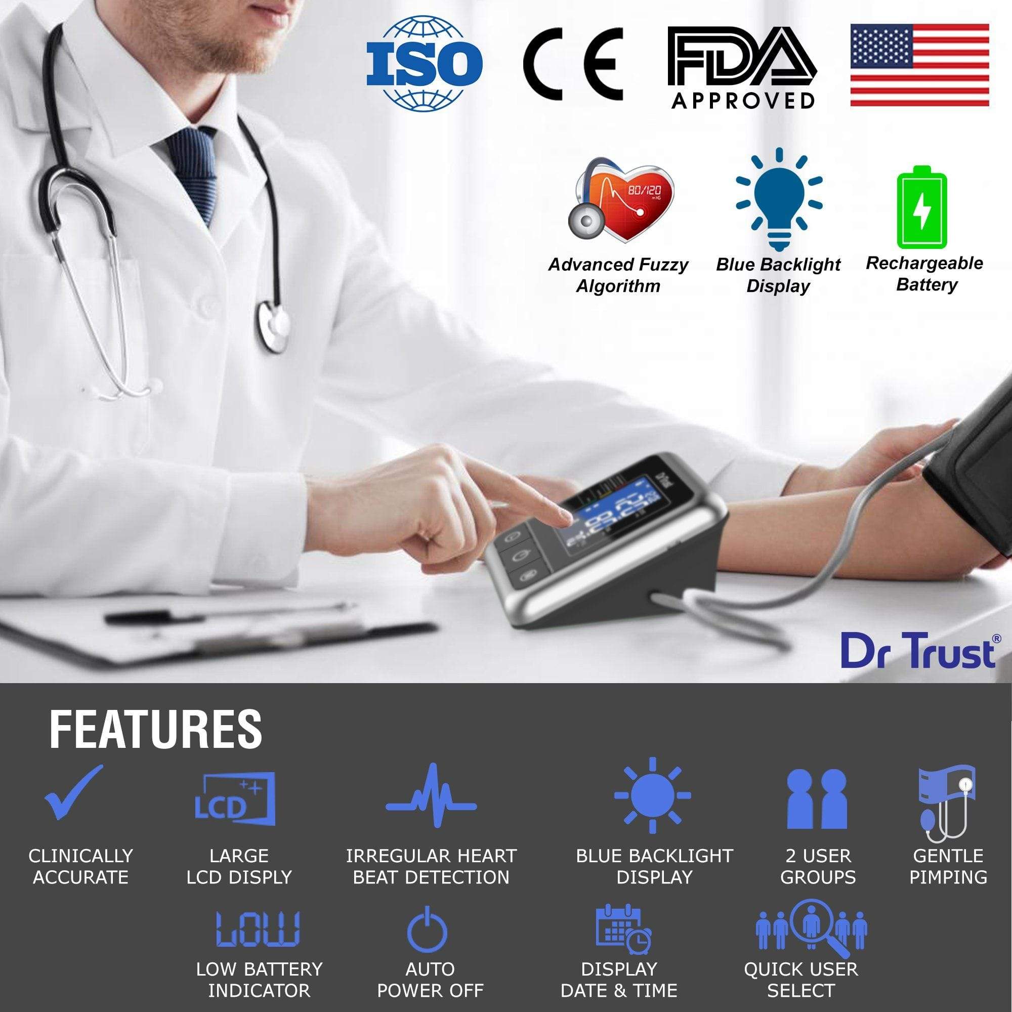 Dr Trust USA A-one Rechargeable Digital Blood Pressure Monitor | Dr Trust.