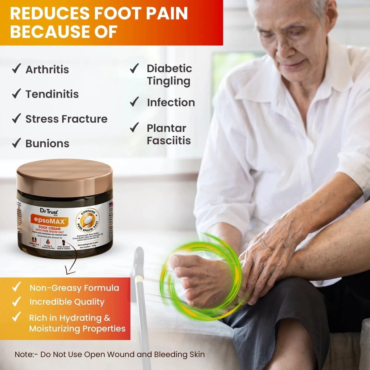 Dr Trust USA Epsomax Pain Relief Foot Cream 1403