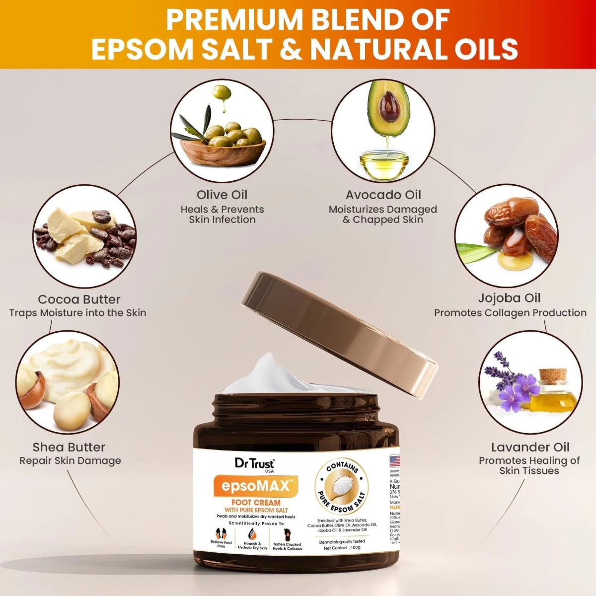 Dr Trust USA Epsomax Pain Relief Foot Cream 1403