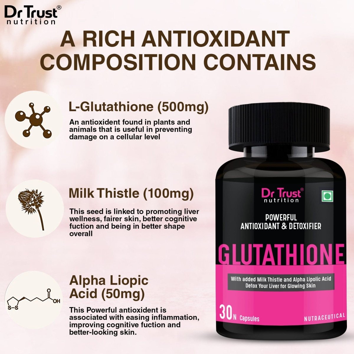 Dr Trust USA Glutathione Vegetarian Capsules 500 mg 722