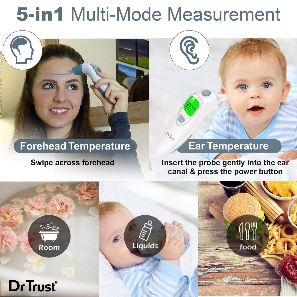 Dr Trust USA Instascan Infrared Forehead & Ear Thermometer 606