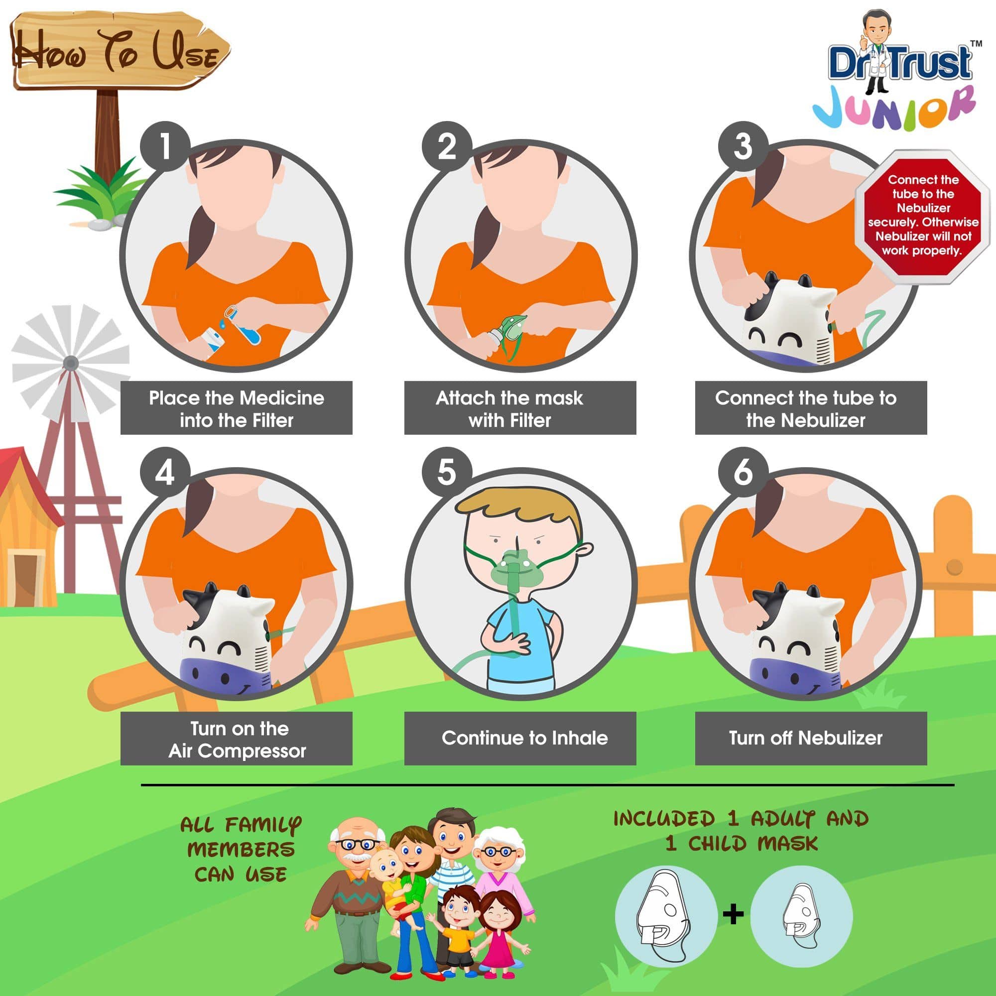 Dr Trust USA Junior Compressor Nebulizer (Cow) | Dr Trust.