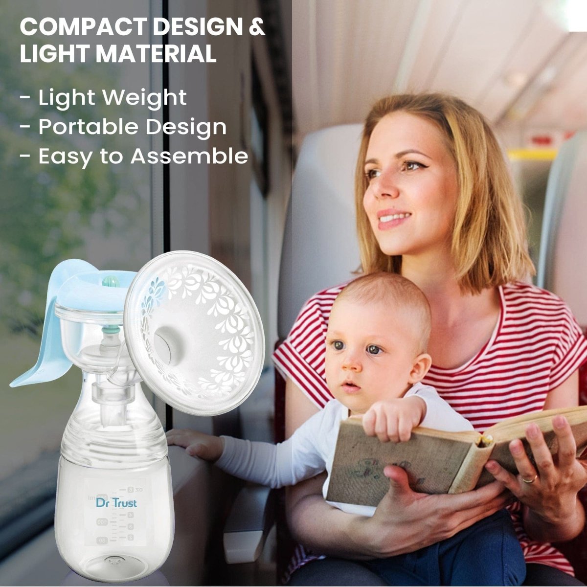 Dr Trust USA Manual Breast Pump - Carolina Blue 6003