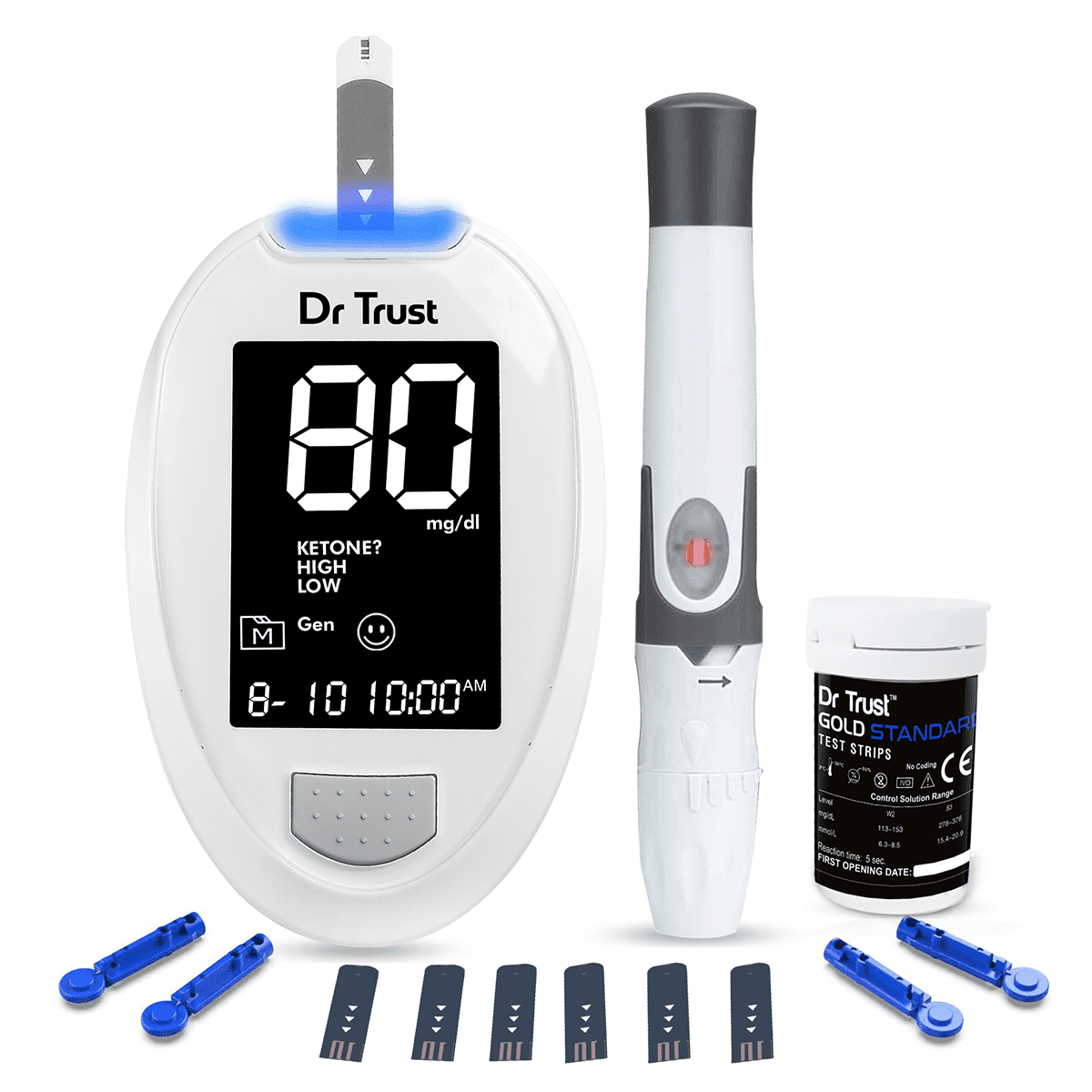 Dr Trust USA Platinum Glucometer 9002 I Digital Sugar Testing Kit (10 Strips)