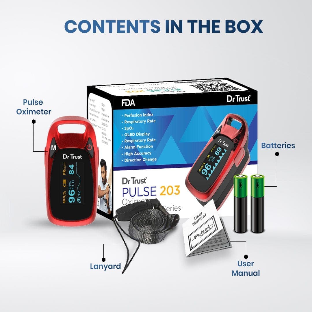 Dr Trust USA Professional Series Finger Tip Pulse Oximeter 203 (Red)