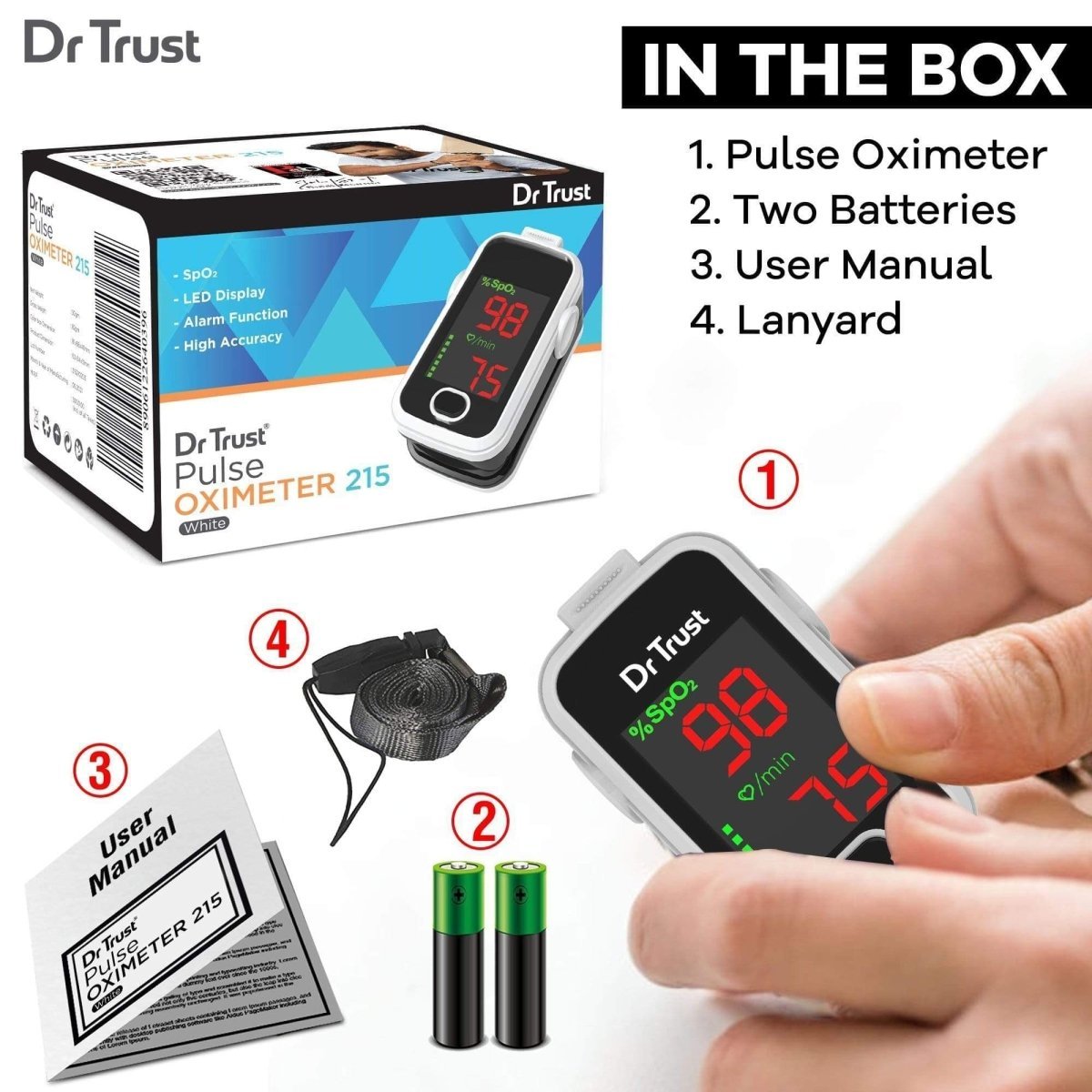 Dr Trust USA Pulse Oximeter 215 (White)