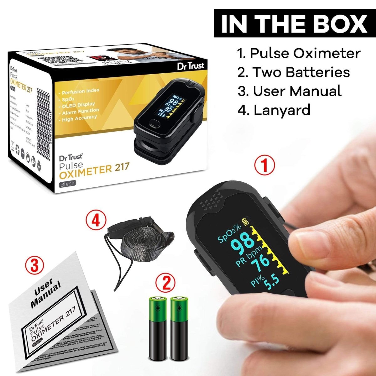 Dr Trust USA Pulse Oximeter 217 (Black)