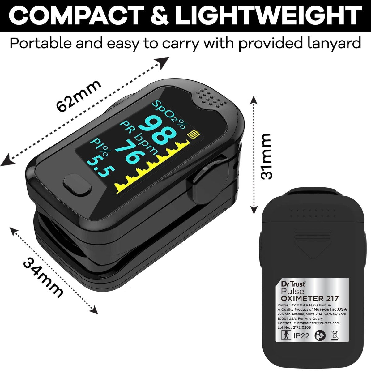 Dr Trust USA Pulse Oximeter 217 (Black)